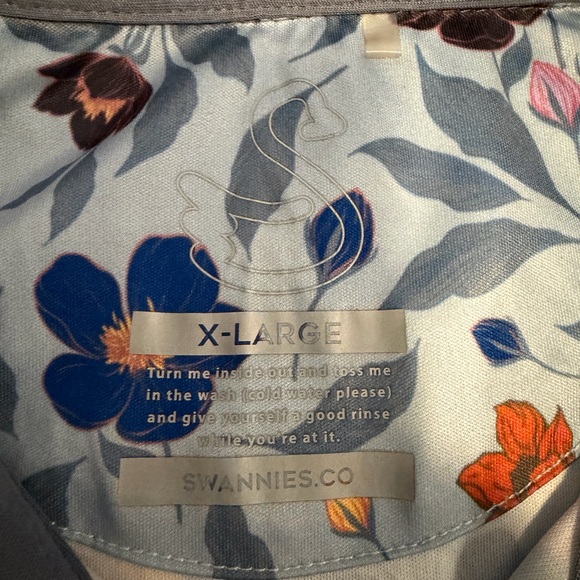 Swannies Floral Men's Polo Shirt with Gray Collar Size XL - Picture 3 of 4